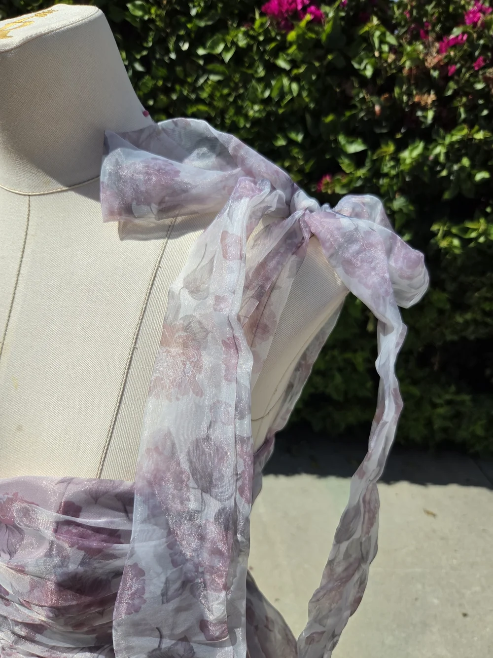 Petal & Pup Floret Bow Strap Midi Dress M Purple Floral Organza New / No Tags - Picture 3 of 8